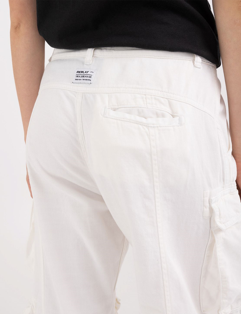 REPLAY PANTALON FEMME COMBAT MILVA BLANC
