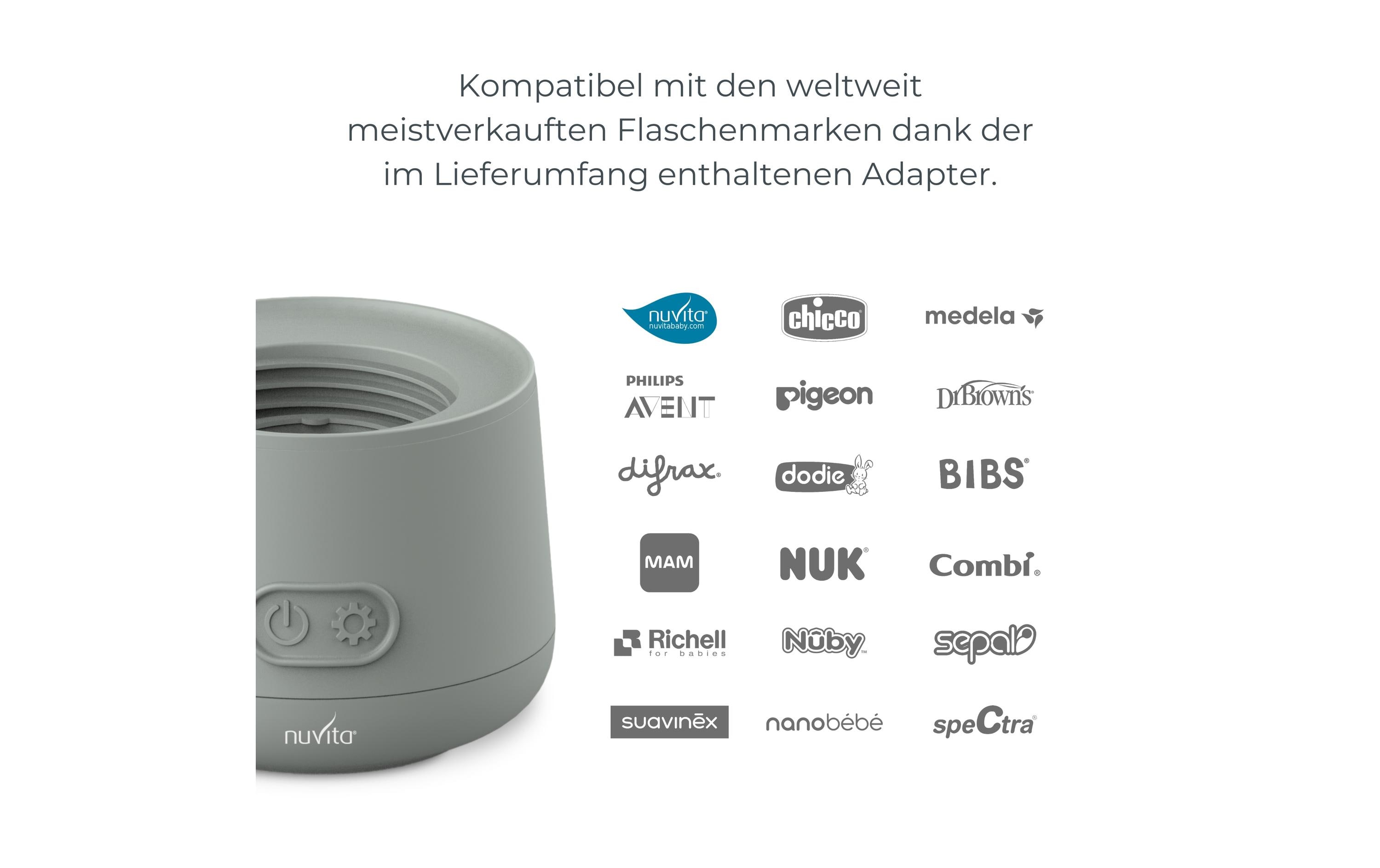 Flaschenwärmer inkl. 6 Adapter GrauAufladbarer Schoppenwärmer für unterwegs