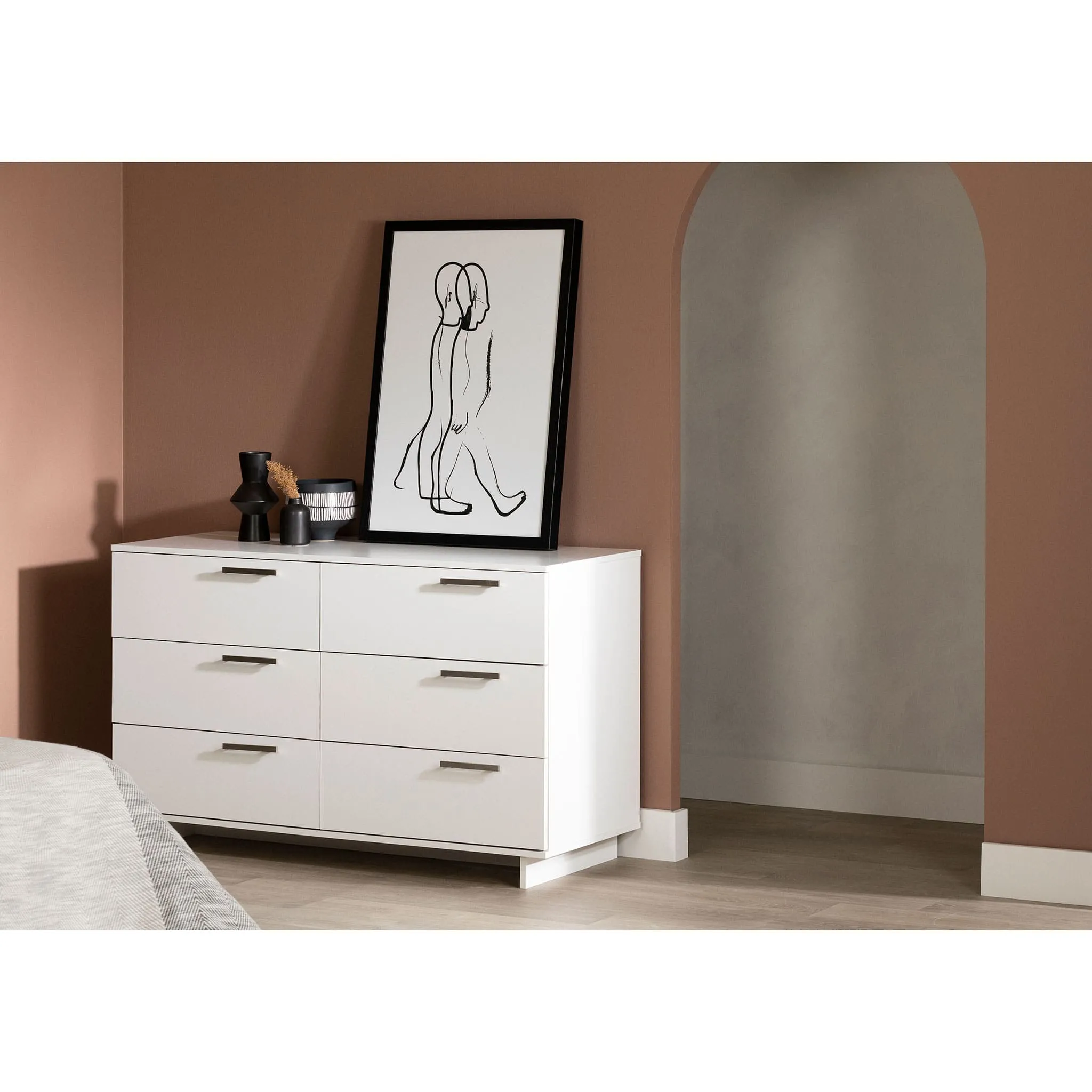 South Shore Bureau Double 6 Tiroirs - Cavalleri Blanc solide