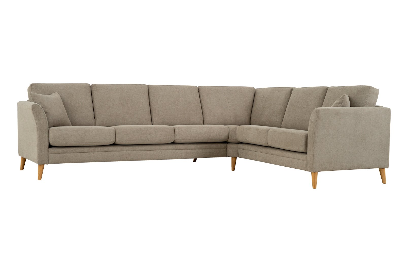 Eden hjørnesofa 32 hjørne i tekstil Brooklyn 9 Cappuccino med ben i eik natur (15137).