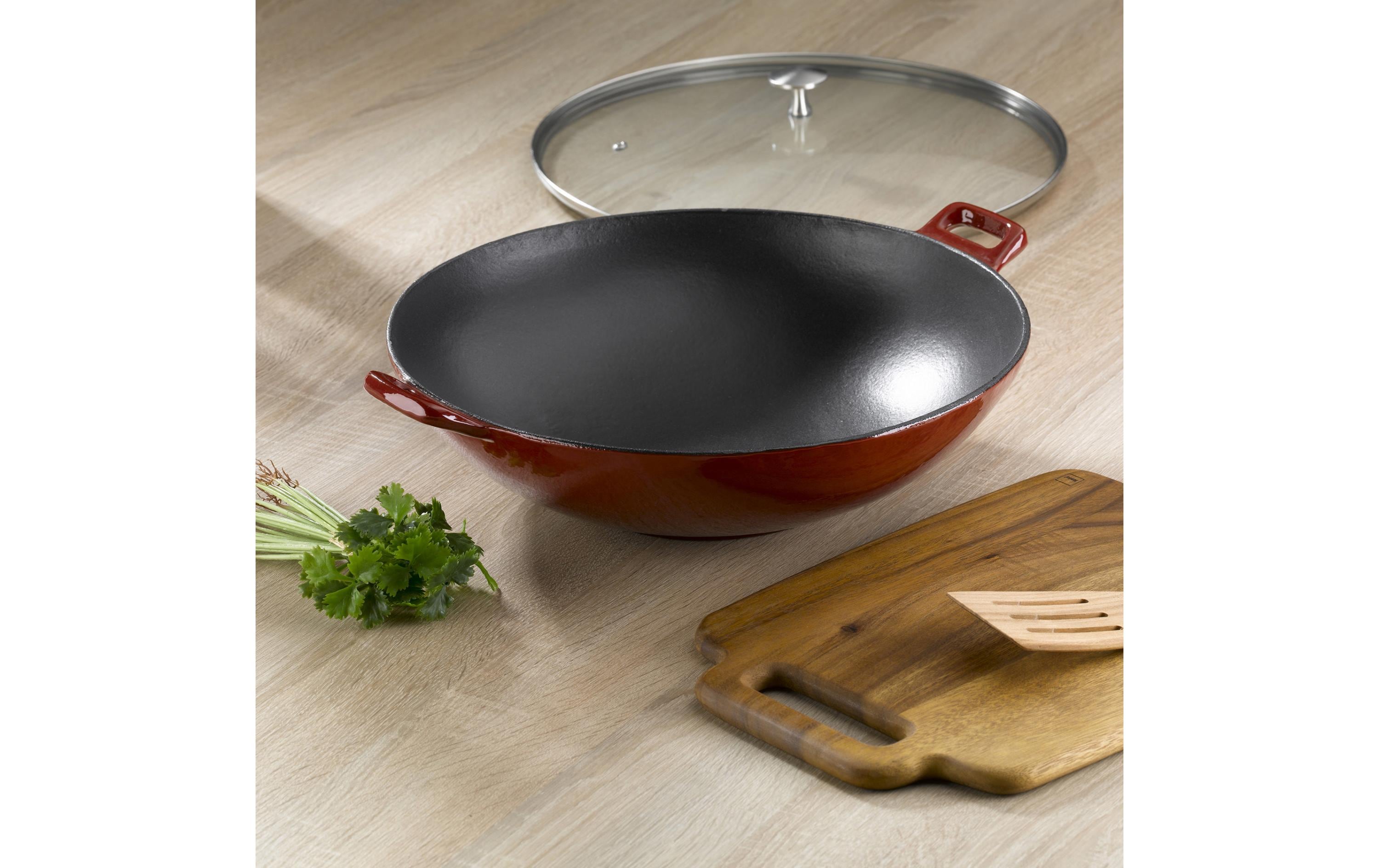 Wok Calido 36 cmGusseisen Wok mit Edelstahlgriffe