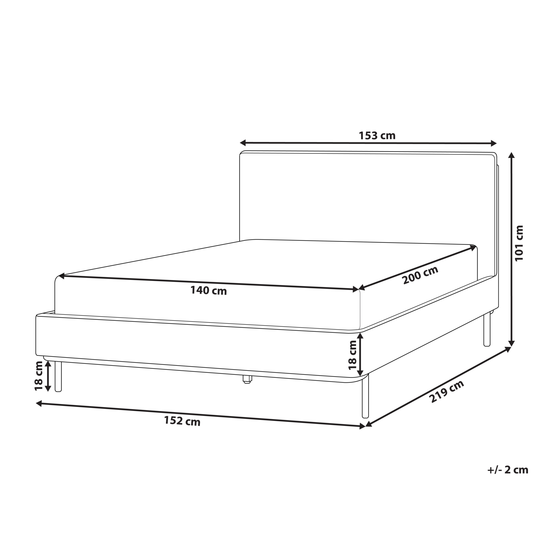 Beliani-CORIO-Tweepersoonsbed-Gebroken wit-140 x 200 cm-Bouclé