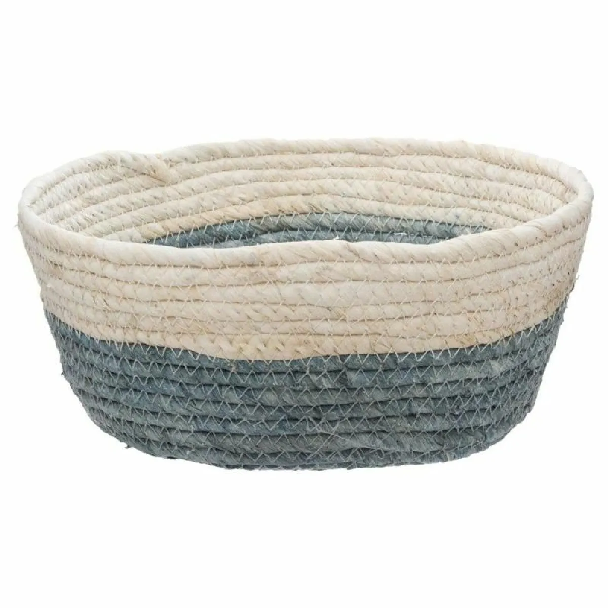 Lot de 3 Paniers Rond - Naturel et Bleu