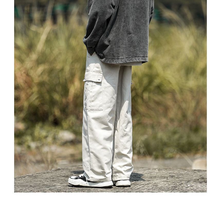 Plummie - Mid Rise Plain Wide Leg Cargo Jeans
