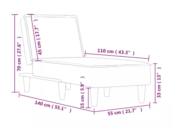 Chaise longue gris foncé tissu