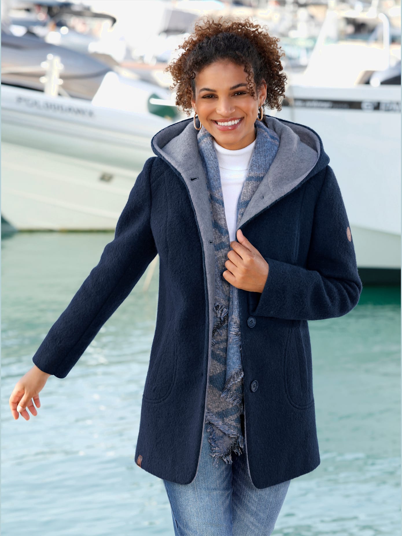 Veste longue doublure contrastée