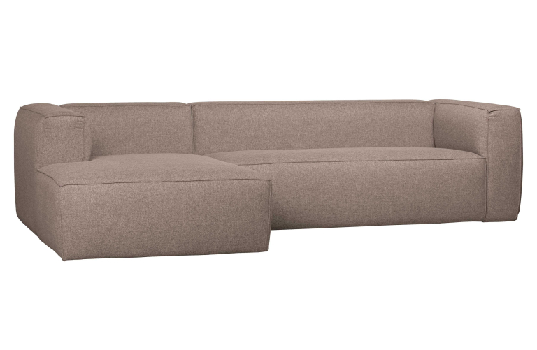 WOOOD Bean bank met chaise longue links lichtgrijs gemeleerd