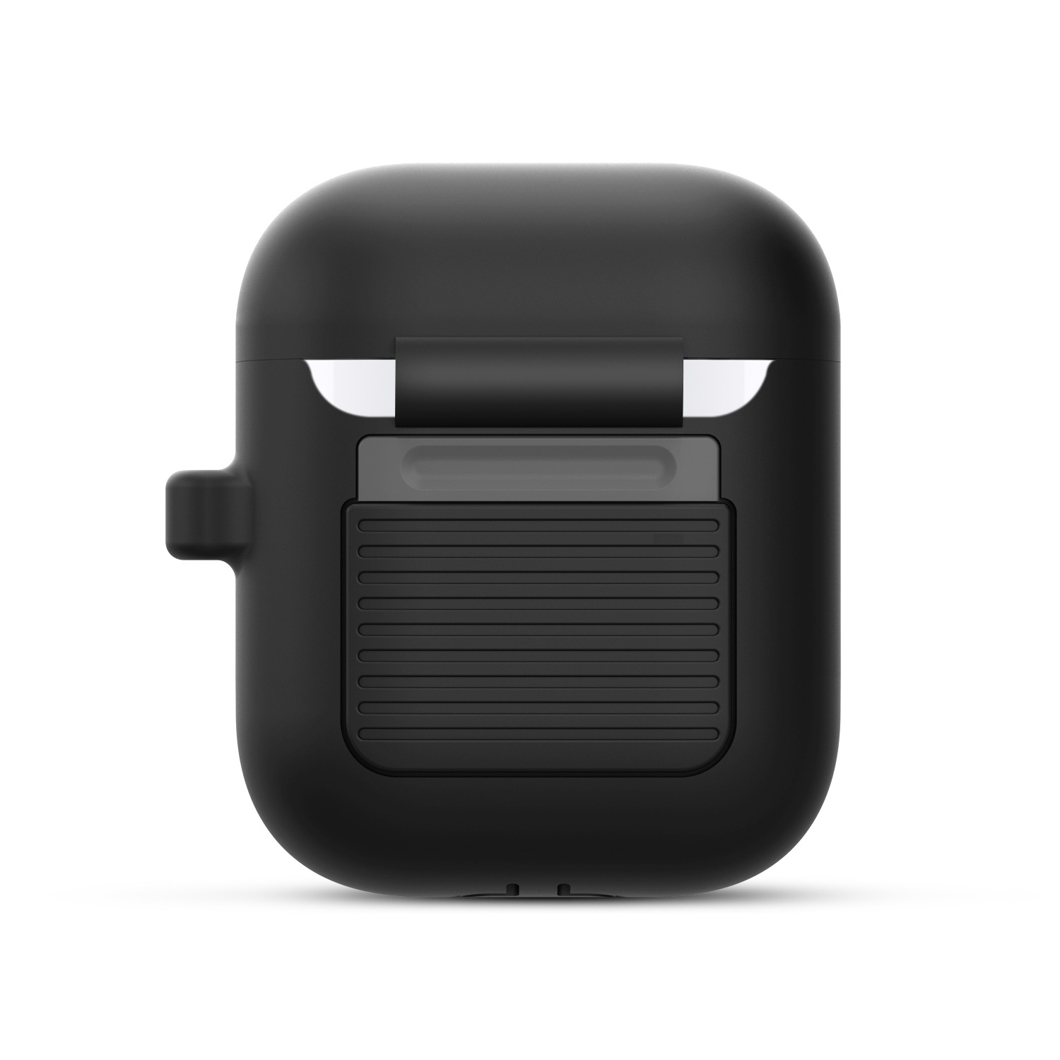AirPods (1. & 2. Generation) Gummi Schutzhülle Retro Spielekonsole Abdeckung mit Karabinerhaken - Schwarz