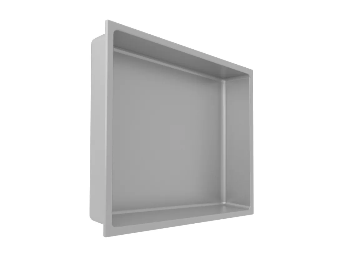 Lot de 2 Niches de Douche, Rangement mural de Salle de Bain et Douche 30x30cm Gris Satiné, NOOK by SANIZÉO