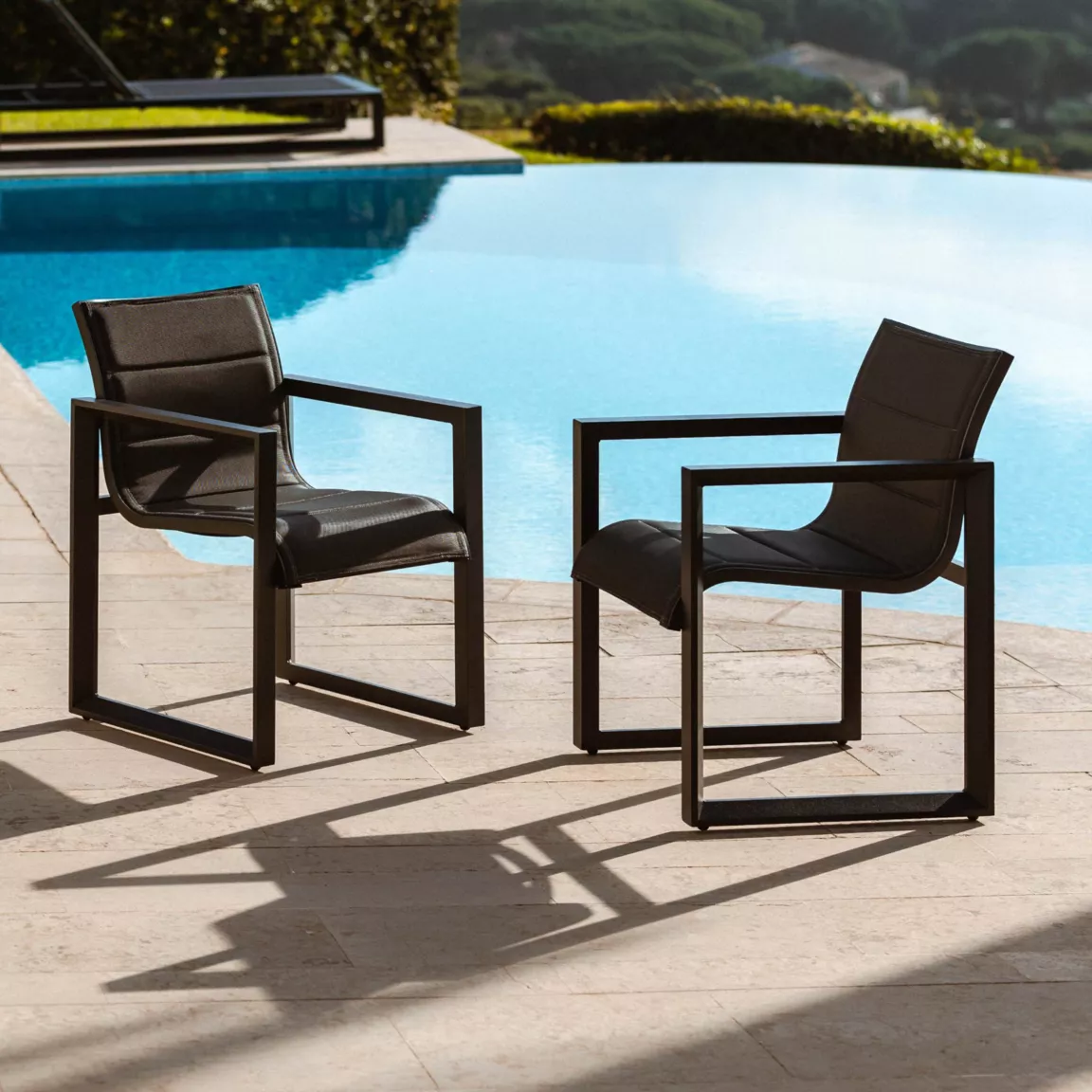 Lot de 2 fauteuils de jardin en aluminium Elba Gris anthracite