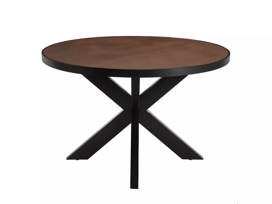 BASILE - Table à manger 120x120 couleur rouille effet pierre