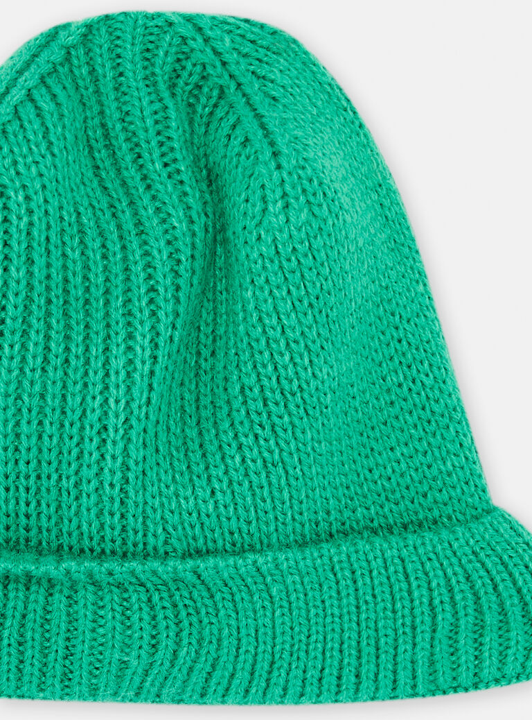 Bonnet en maille côtelée verte pour garçon