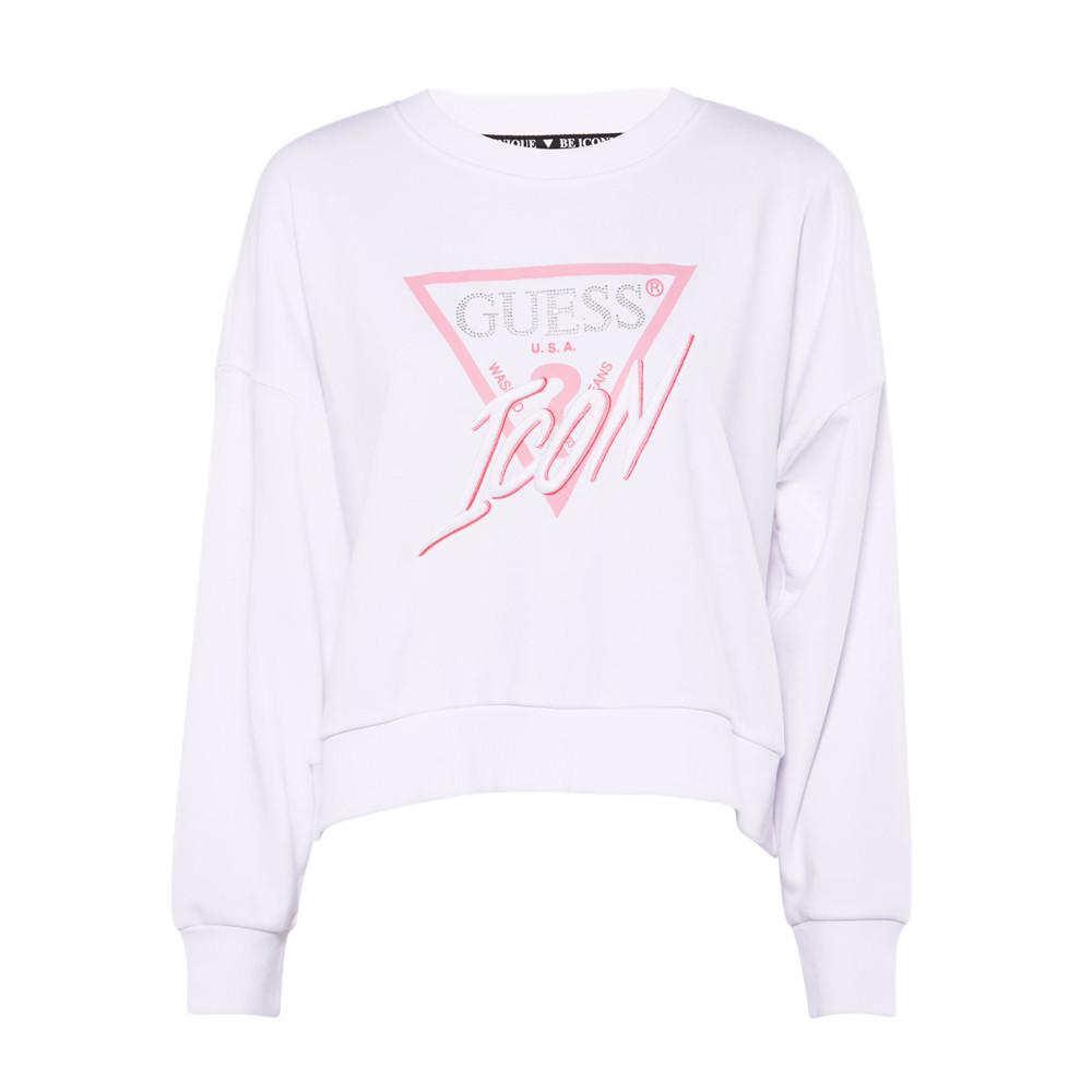 Guess Sweat Blanc/Rose Femme Guess Icon