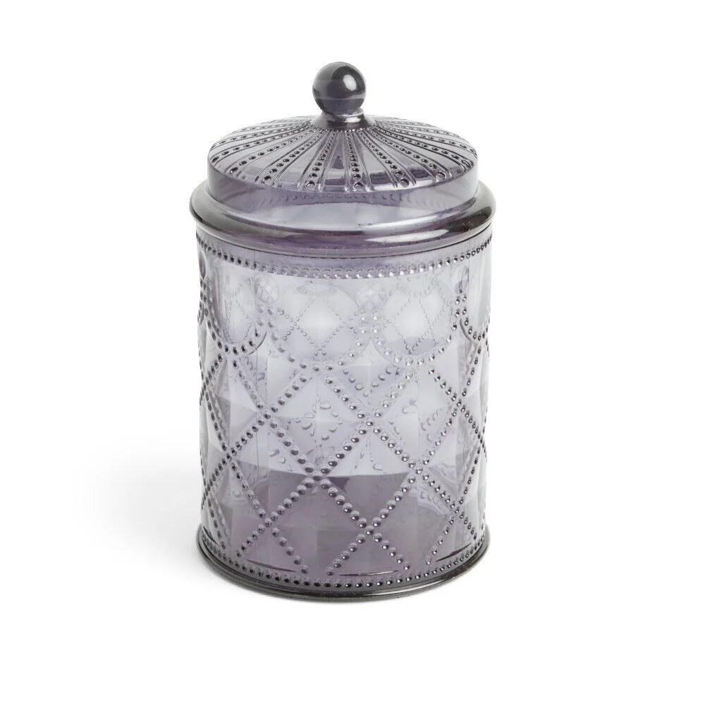 Bonbonnière plastique effet capitonné noir ou transparent Ø10xH20cm