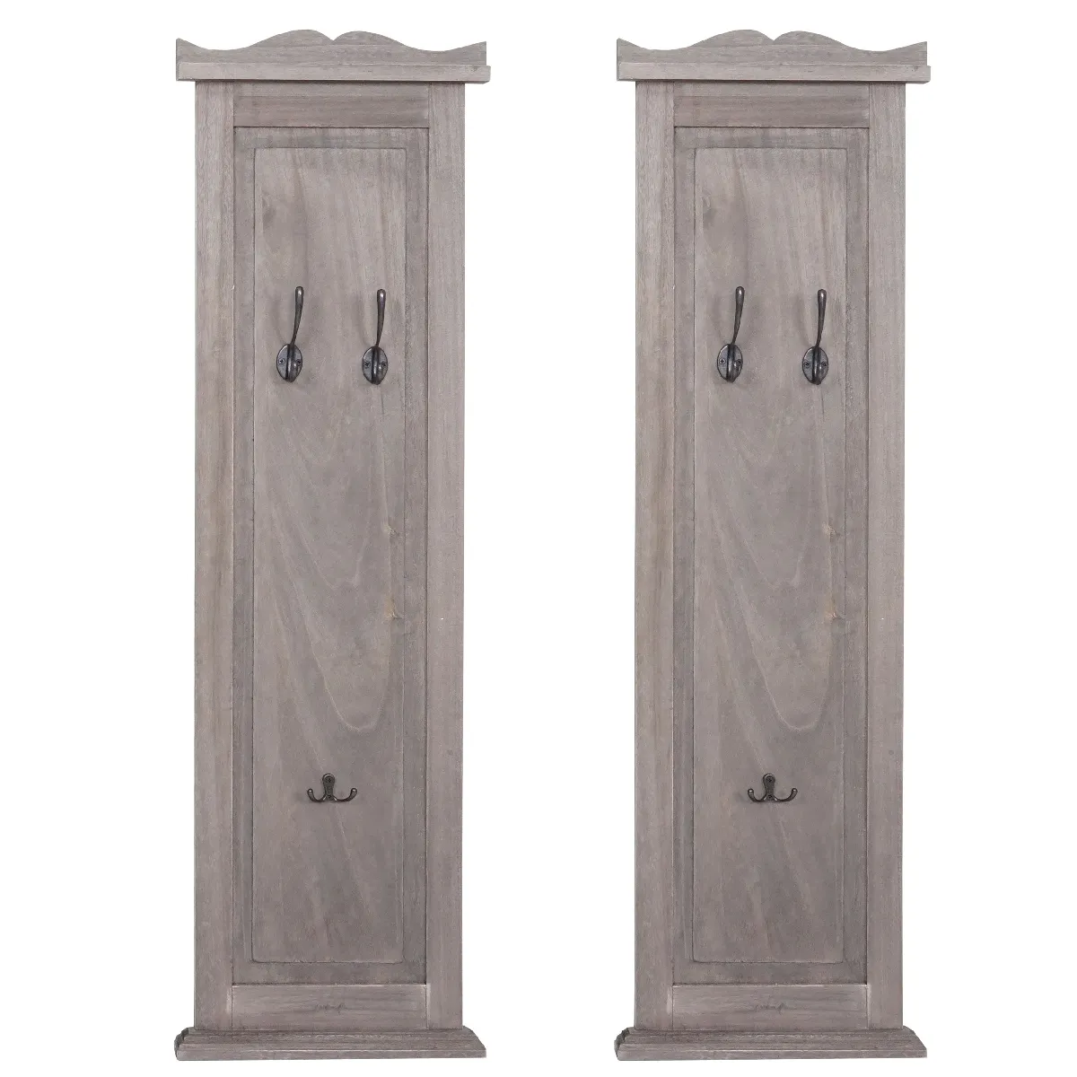 Decoshop26 Lot de 2 porte-manteaux muraux gris-marron