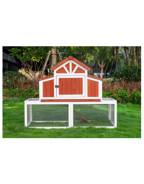 Adori Konijnenhok Hazel - Dierenverblijf - 141x67x112 cm Rood Wit