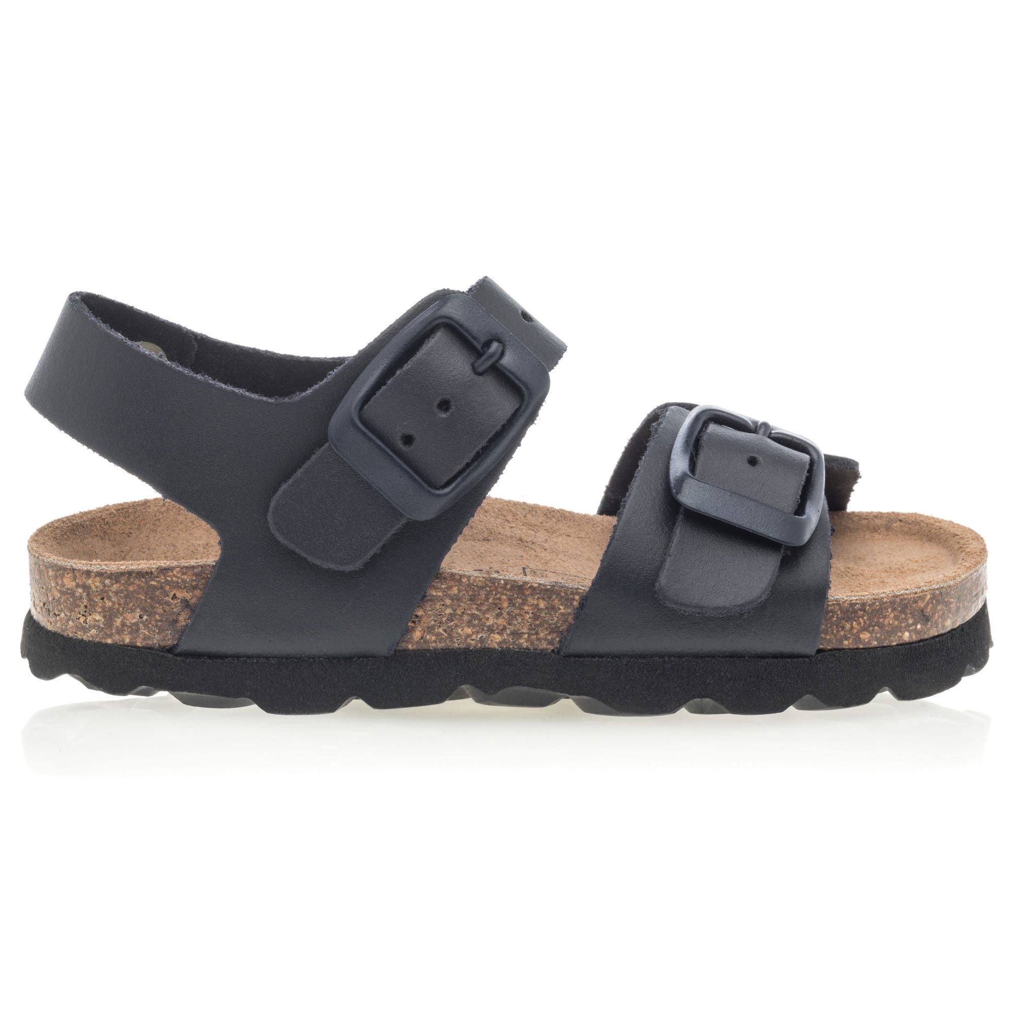 Mules semelle liège Bébé garçon en cuir bleu marine