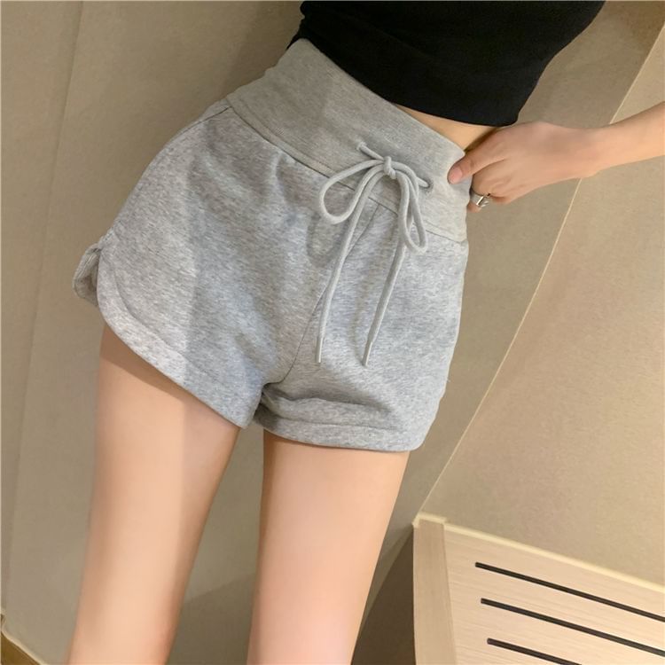 Hevnir - Melange sweatshorts met trekkoord in de taille