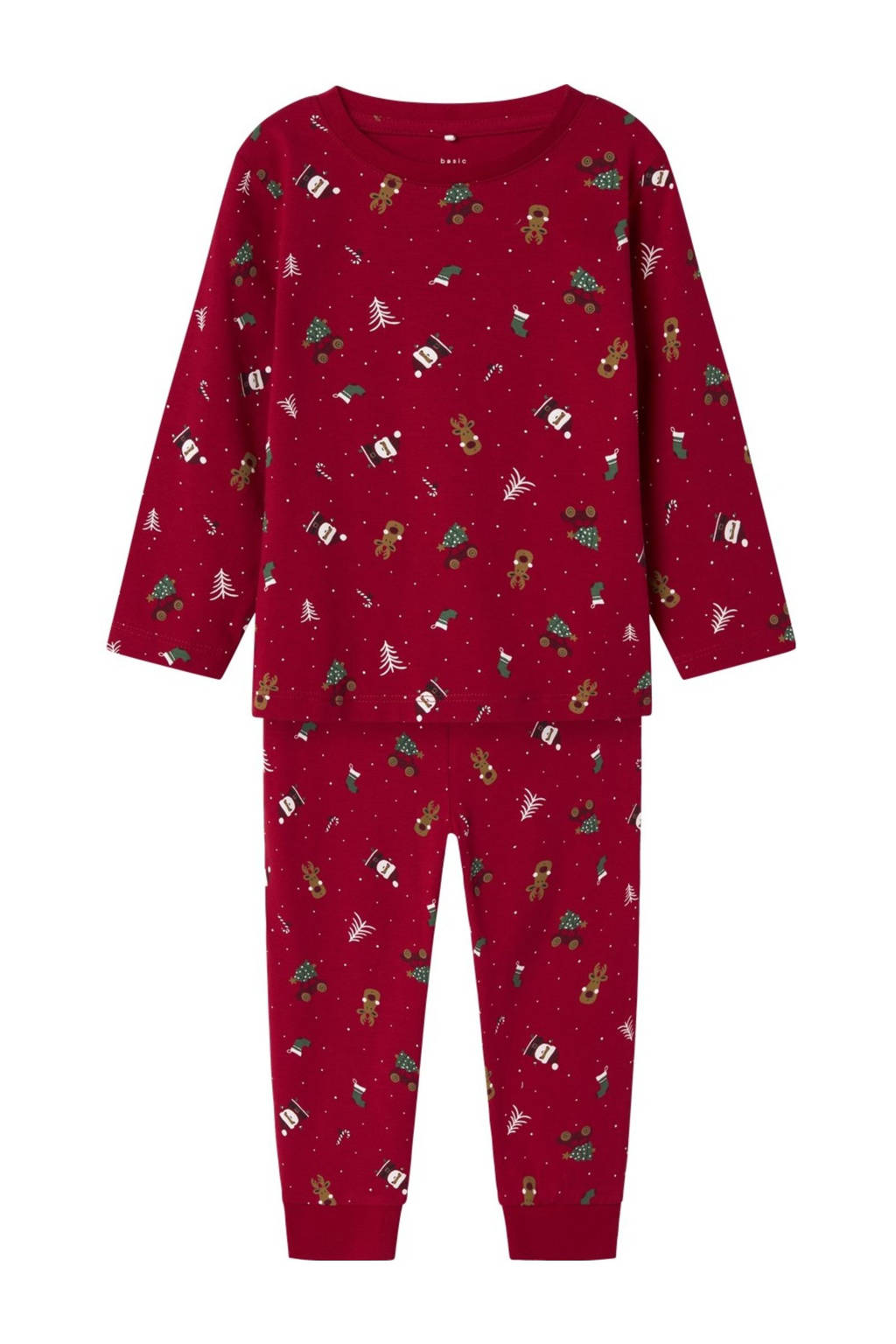 NAME IT kerstpyjama NMNVISMAS met all over print rood