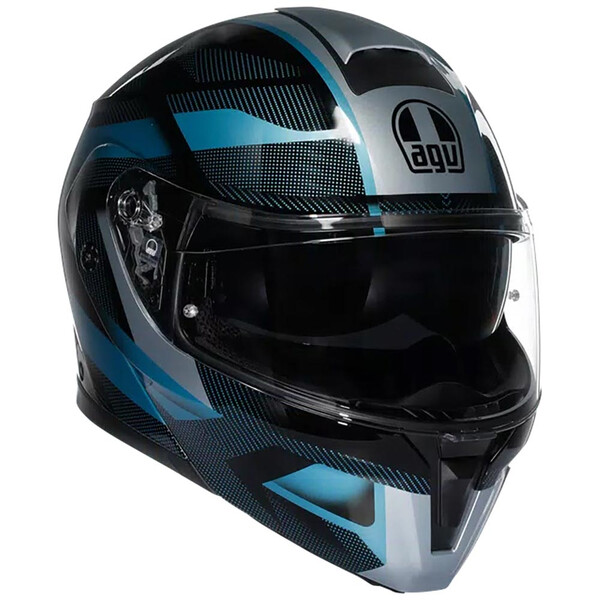 AGV - Casque Streetmodular Ledro Noir Mat / Bleu Clair