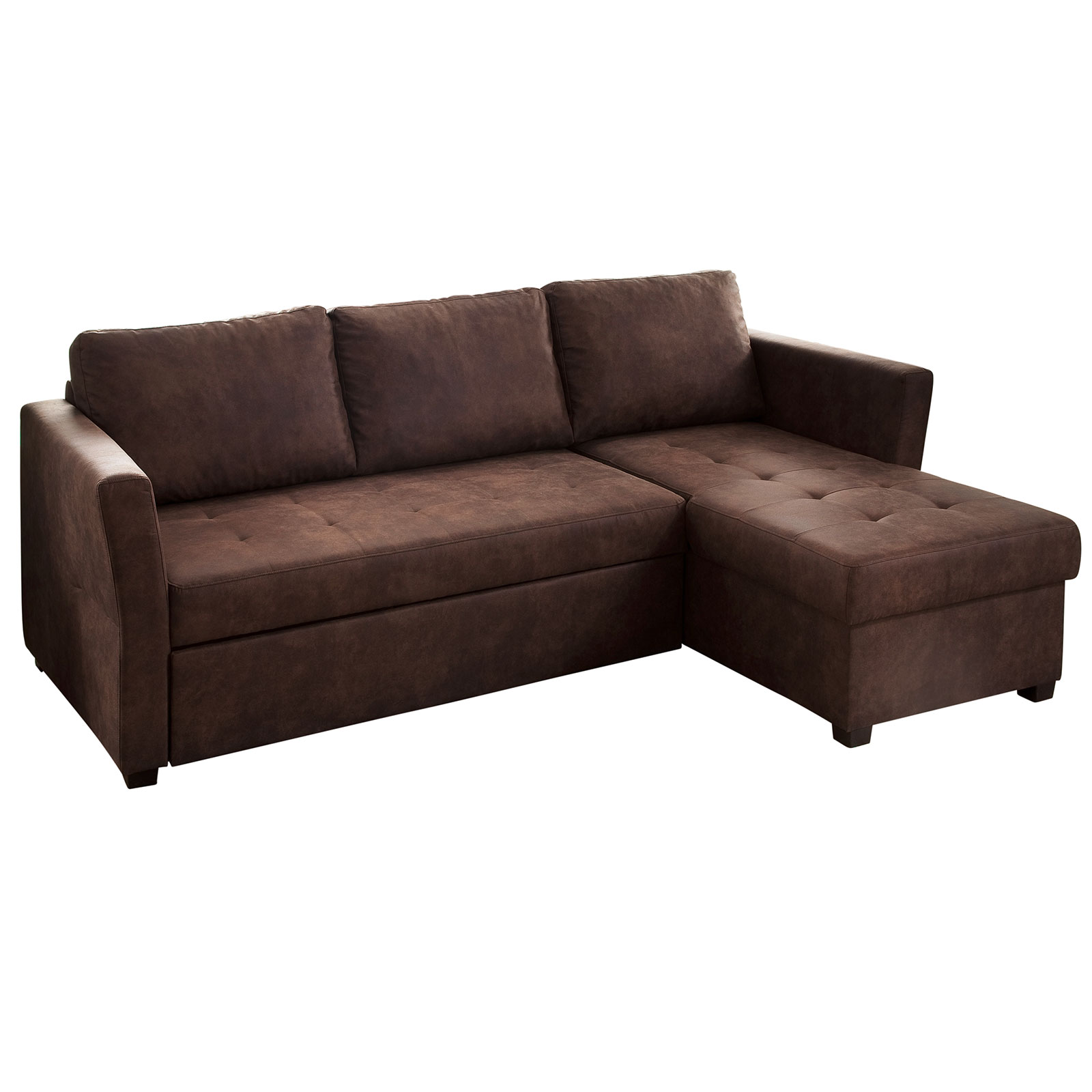 Ecksofa - brown - Microfaser - Liegefunktion
