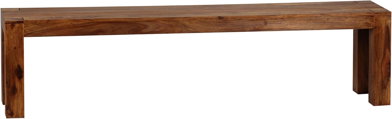 FineBuy Esszimmer Sitzbank Massiv-Holz Sheesham 180 x 45 x 35 cm Holz-Bank Natur-Produkt Küchenbank im Landhaus-Stil Braun