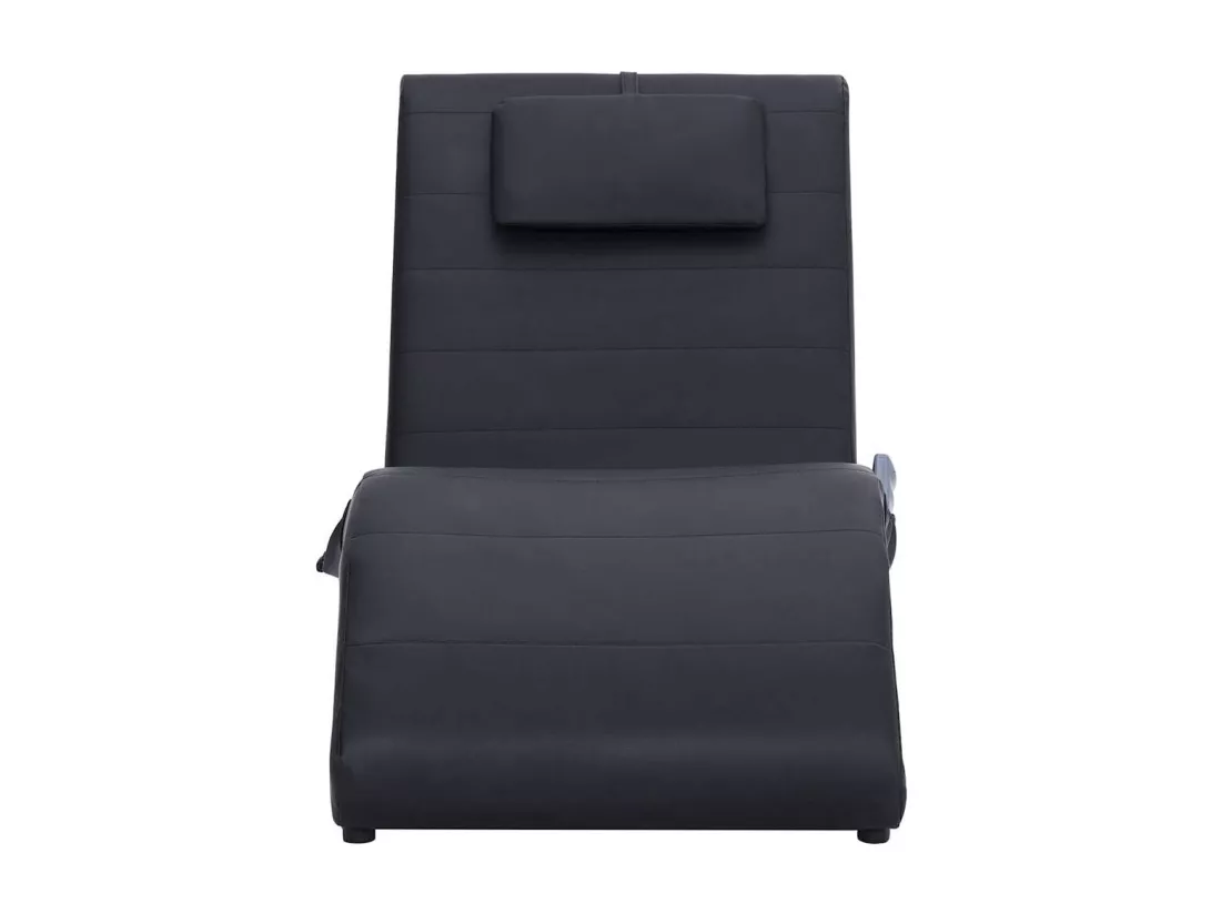 Prolenta Premium - Chaise longue de massage avec oreiller Noir Similicuir