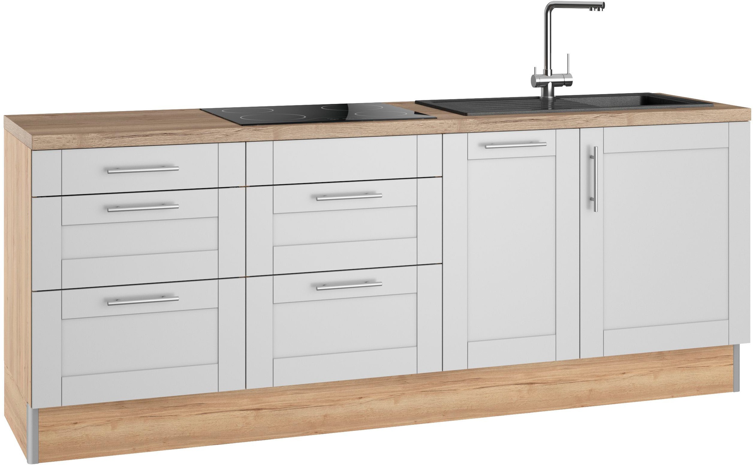 KOCHSTATION Küche »KS-Ahus« Breite 225 cm, wahlw. Mit E-Geräten, Soft Close Funktion, MDF Fronten
