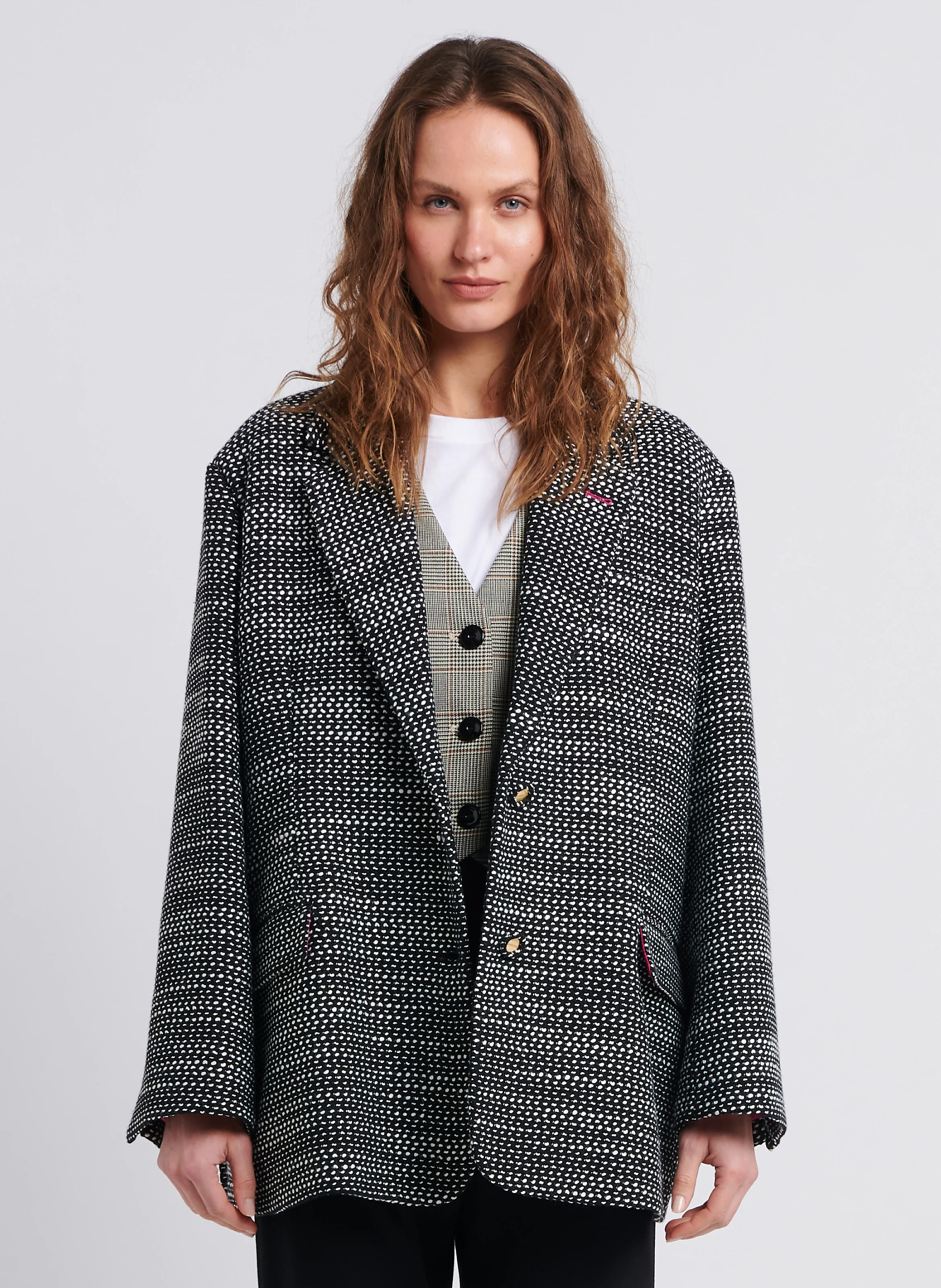 Blazer oversize en coton mélangé| Noir
