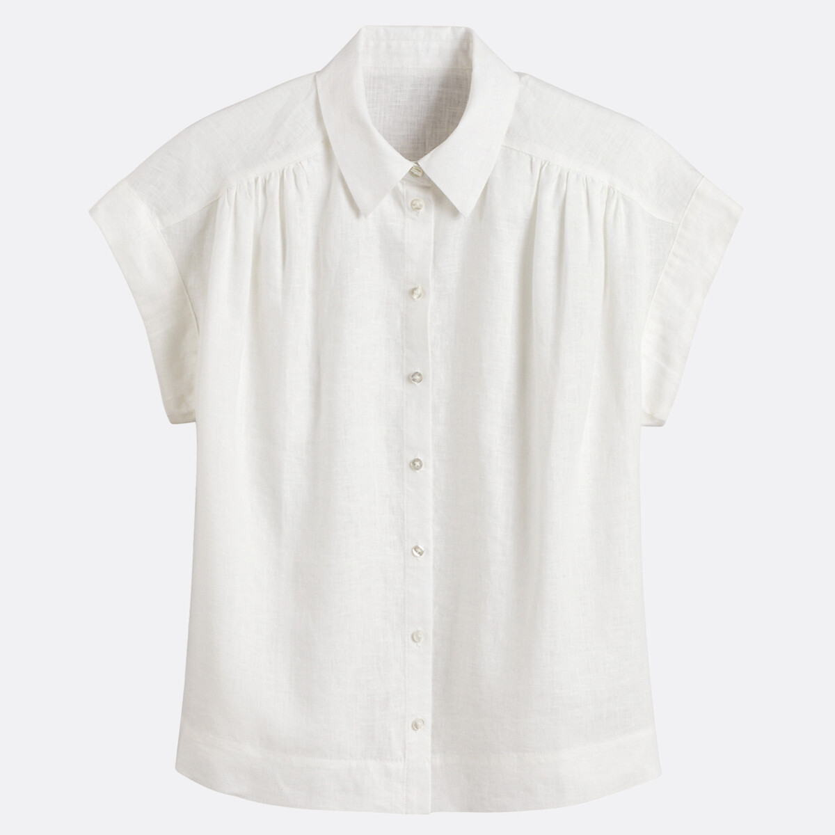COLEÇÃO LA REDOUTE<br>Camisa de linho sem mangas, ombros franzidos
