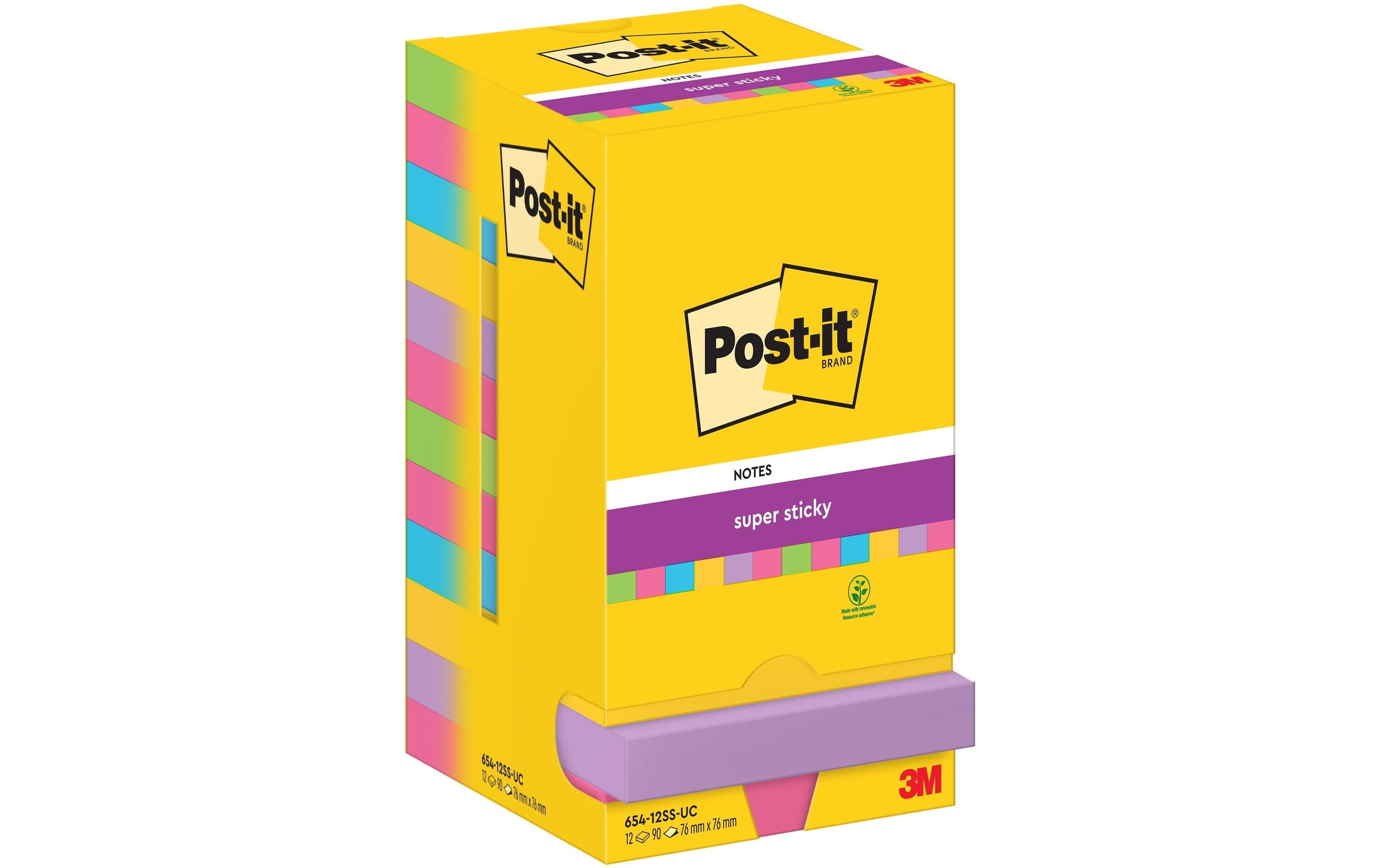 Notizzettel Super Sticky 76 x 76 mm, MehrfarbigStarke Haftnotizen