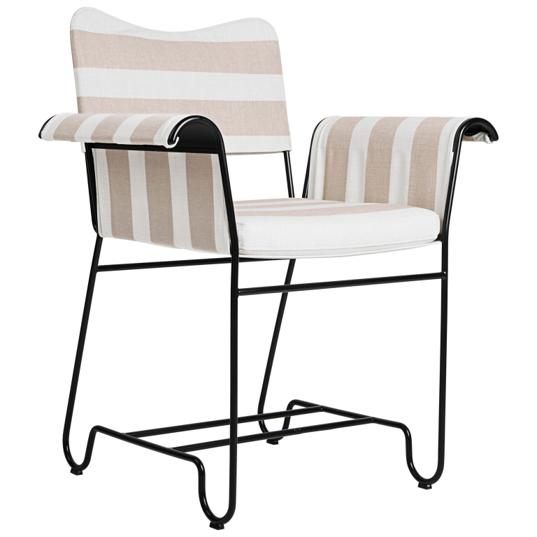 Gubi Tropique tuinstoel zwart frame leslie/limonta stripe 40