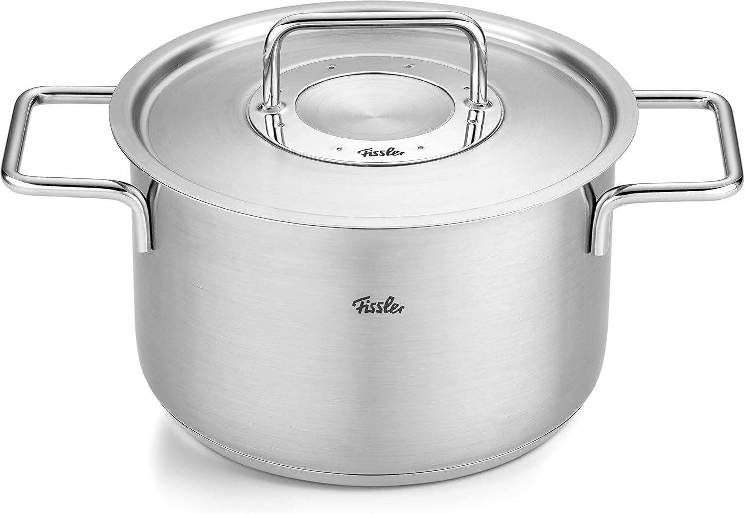 Fissler Pure Collection/Edelstahl-Kochtopfset, 4-teilig, Töpfe mit Metall-Deckel (3 Kochtöpfe,1 Bratentopf) - Induktion