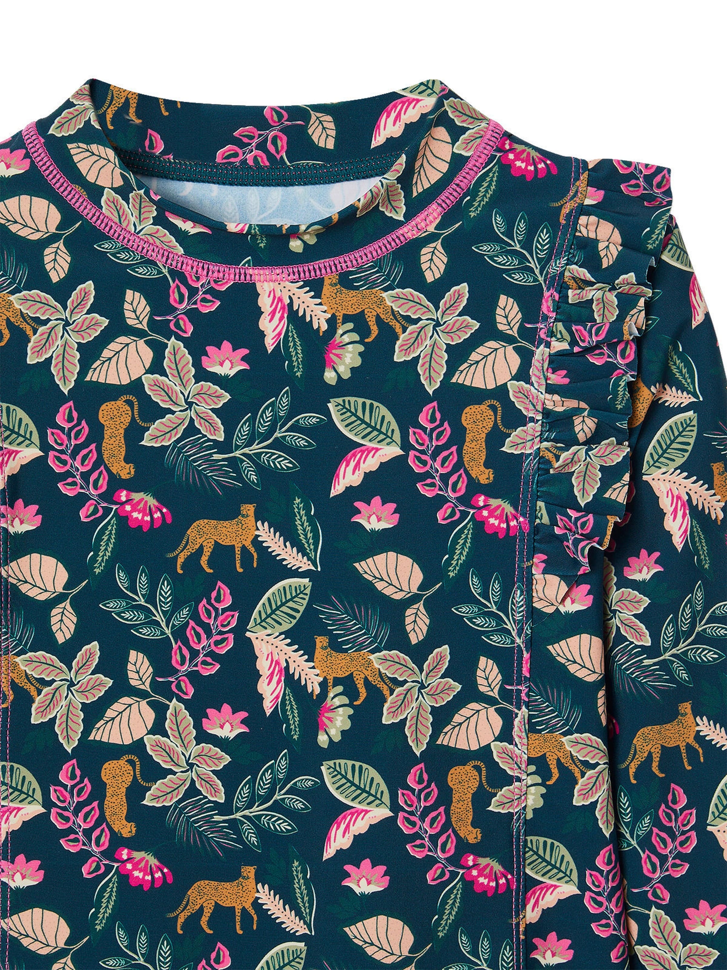 Vertbaudet Mädchen Bade-Set: Shirt mit UV-Schutz & Badehose tannengrün