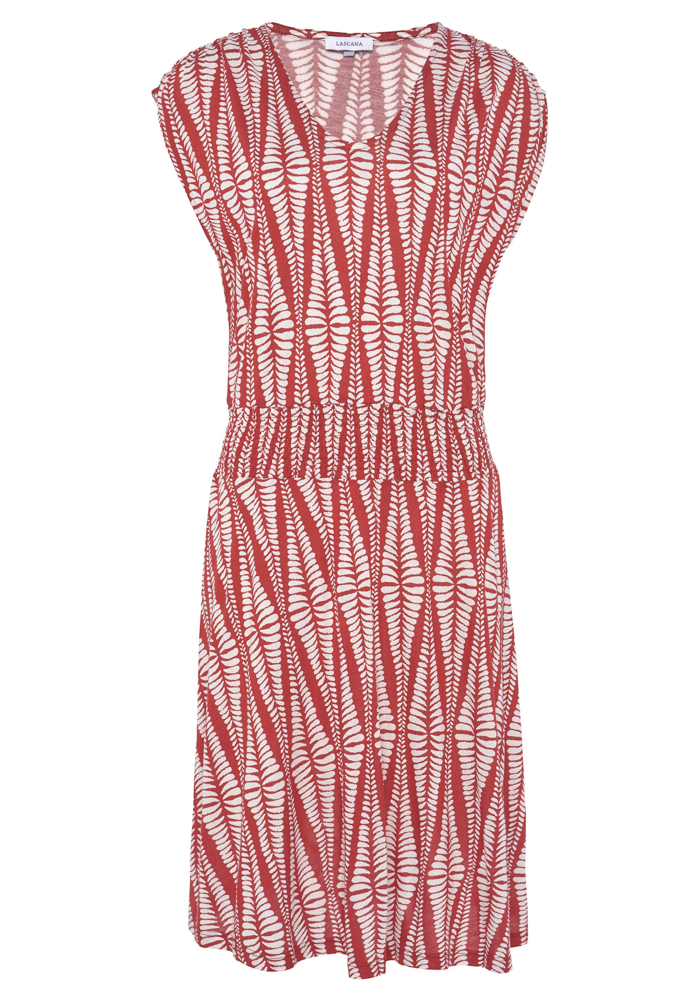 LASCANA Jerseykleid in terracotta-creme bedruckt