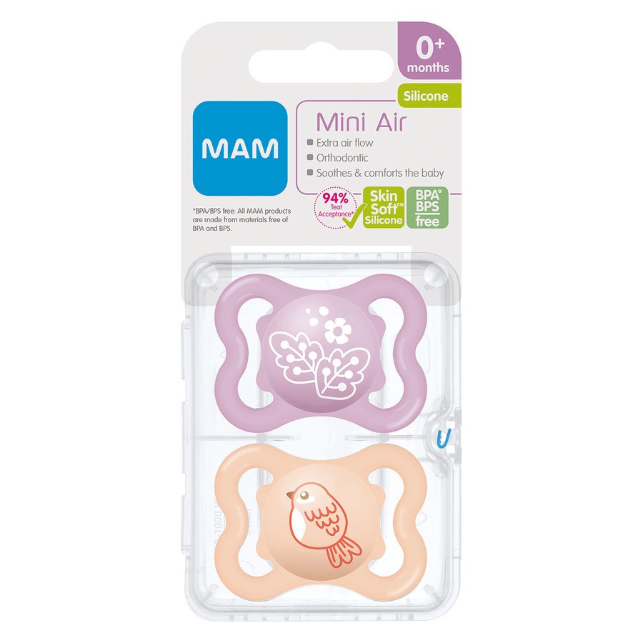 MAM Air Silicone Pacifier Pink 0-6m 2pcs