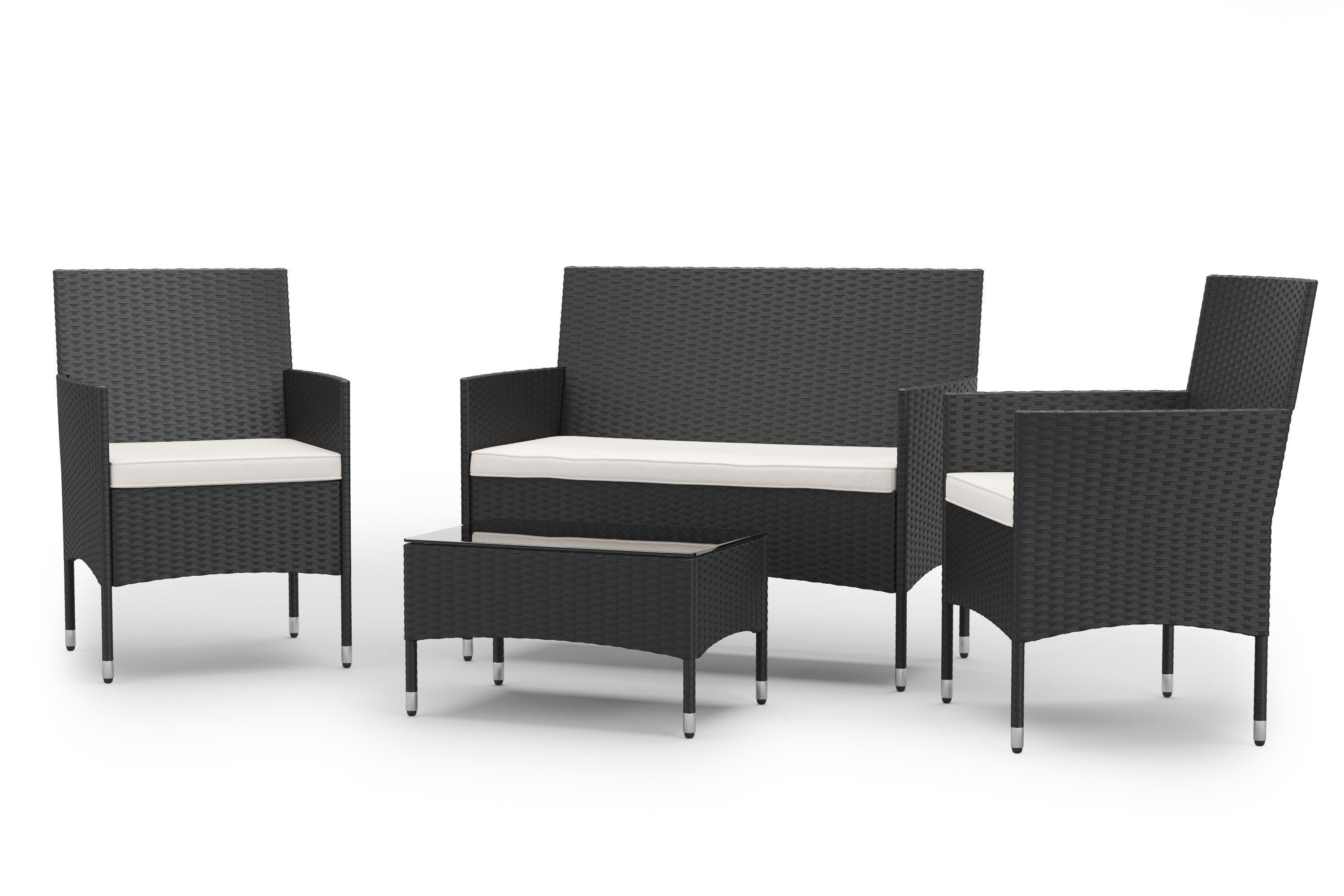 Gartenset Rattan MALIA schwarz/weiss