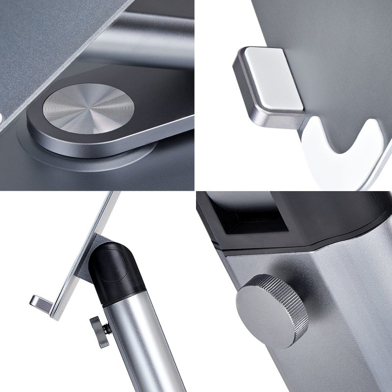 StarTech.com Support Télescopique pour PC Portable, Base Pivotante à 360°, Support Rotatif pour Bureau, Hauteur et Inclinaison Réglables, Poids Max 5kg, Construction en Aluminium, Design Portable