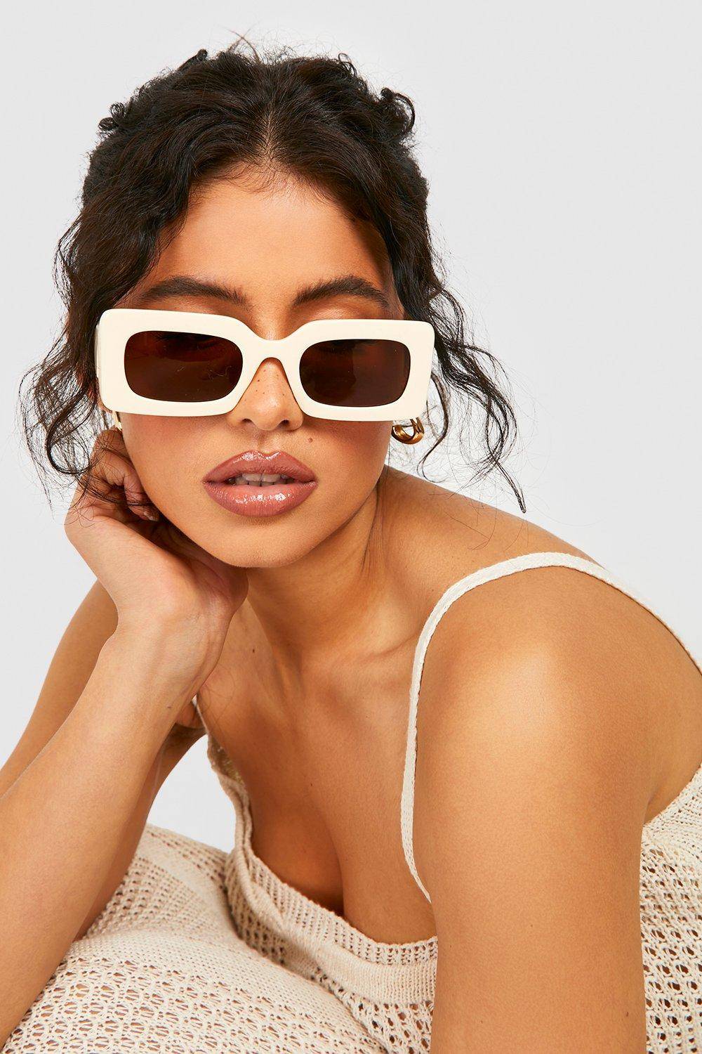 boohoo Lunettes de Soleil Rétro Crème