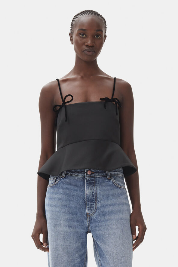 Ganni Duchesse Satin Top Black