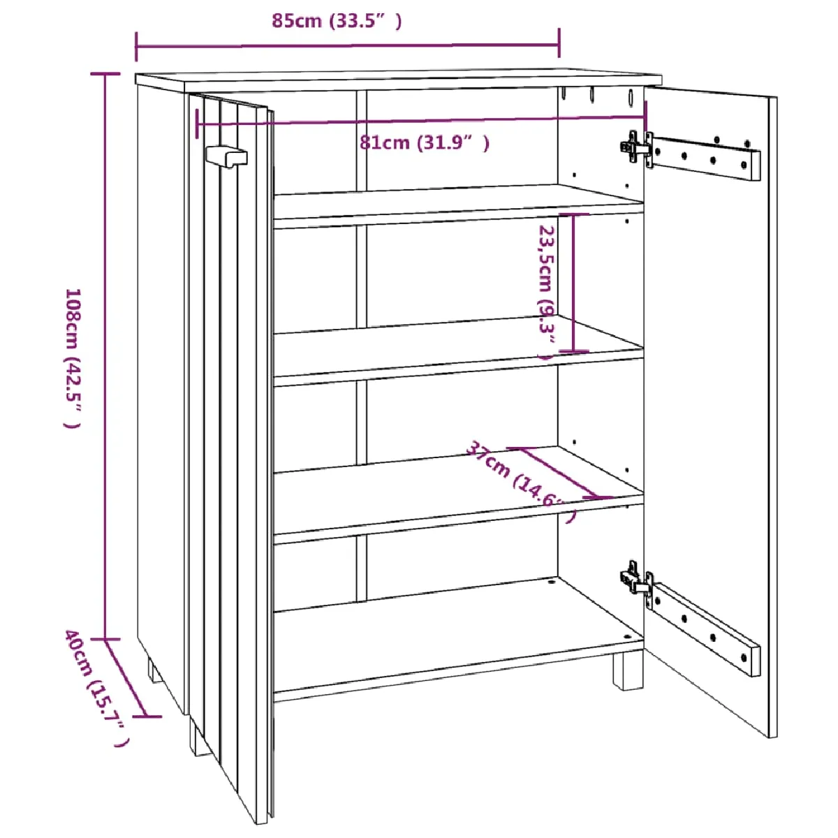 VidaXL Armoire à chaussures HAMAR - Gris clair
