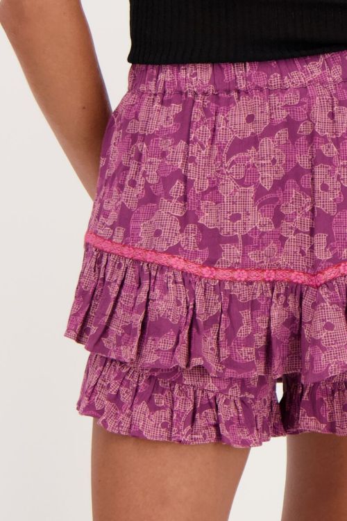 Roze skort met tapes en bloemenprint