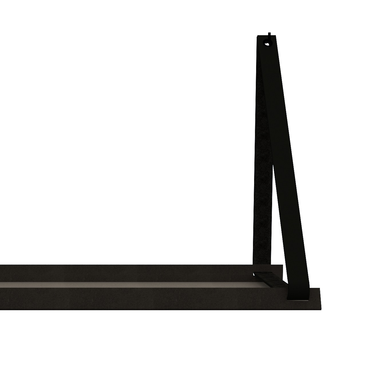 Stalen wandplank 98x20cm - incl. leren plankdragers Stalen wandplank met leren plankdragers - Zwart