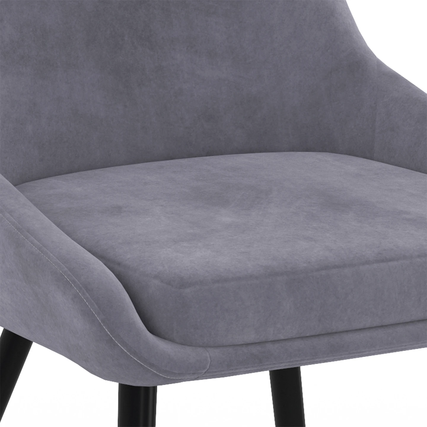 Lot de 4 chaises THALYA en velours mix color bleu x2, gris clair, gris foncé avec accoudoirs