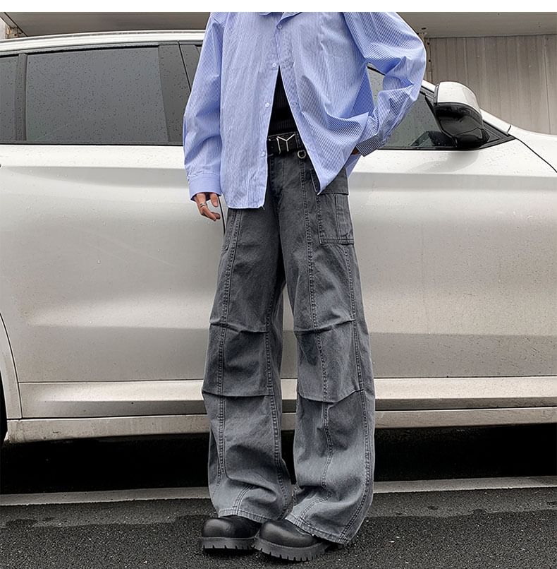 Filmas - Mid Rise Washed Wide Leg Cargo Pants