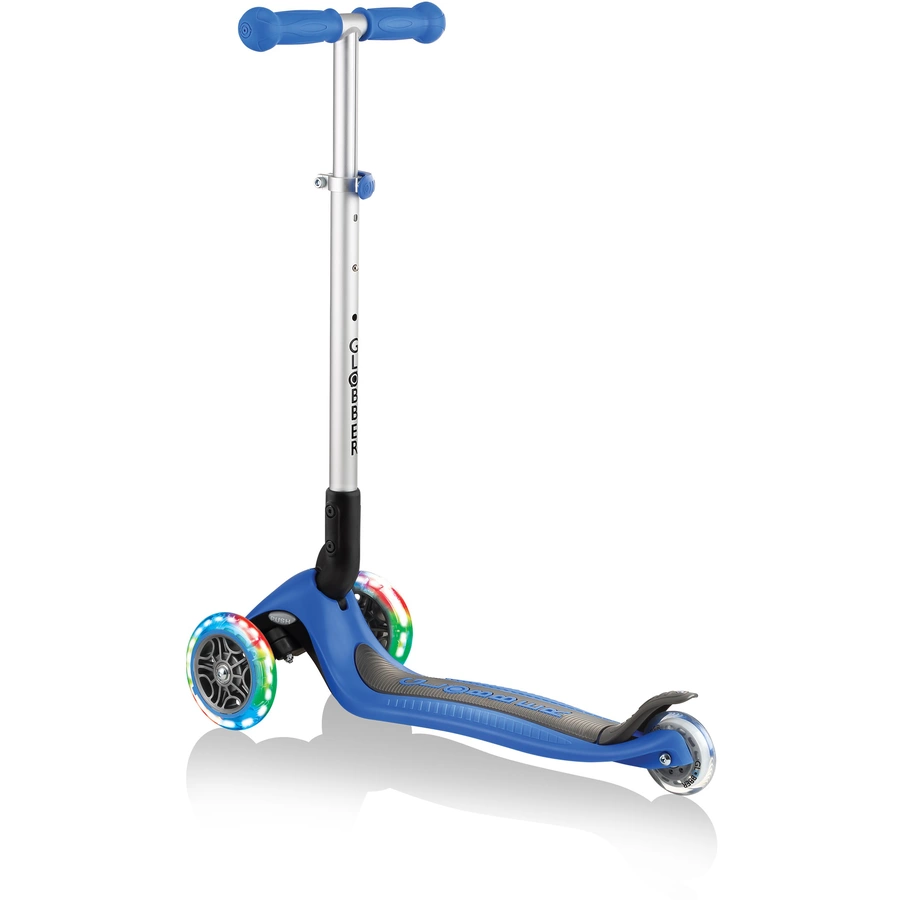 Globber Scooter Primo Foldable mit Leuchtrollen, navy-blau