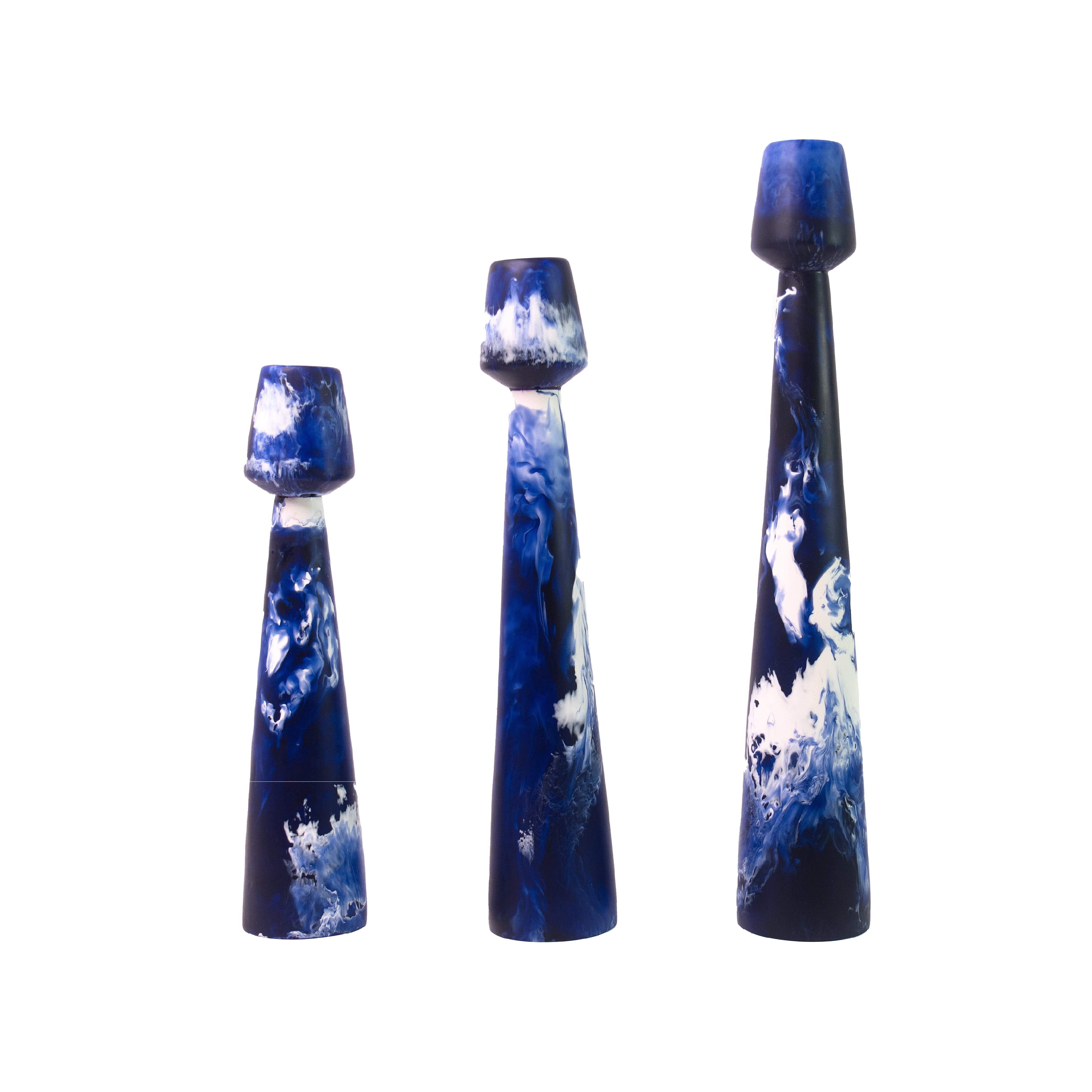 Bougeoirs en résine marbrée (lot de 3)