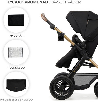 Kinderkraft MOOV 2 Air 3-in-1 Kombivogn, Pure Black
