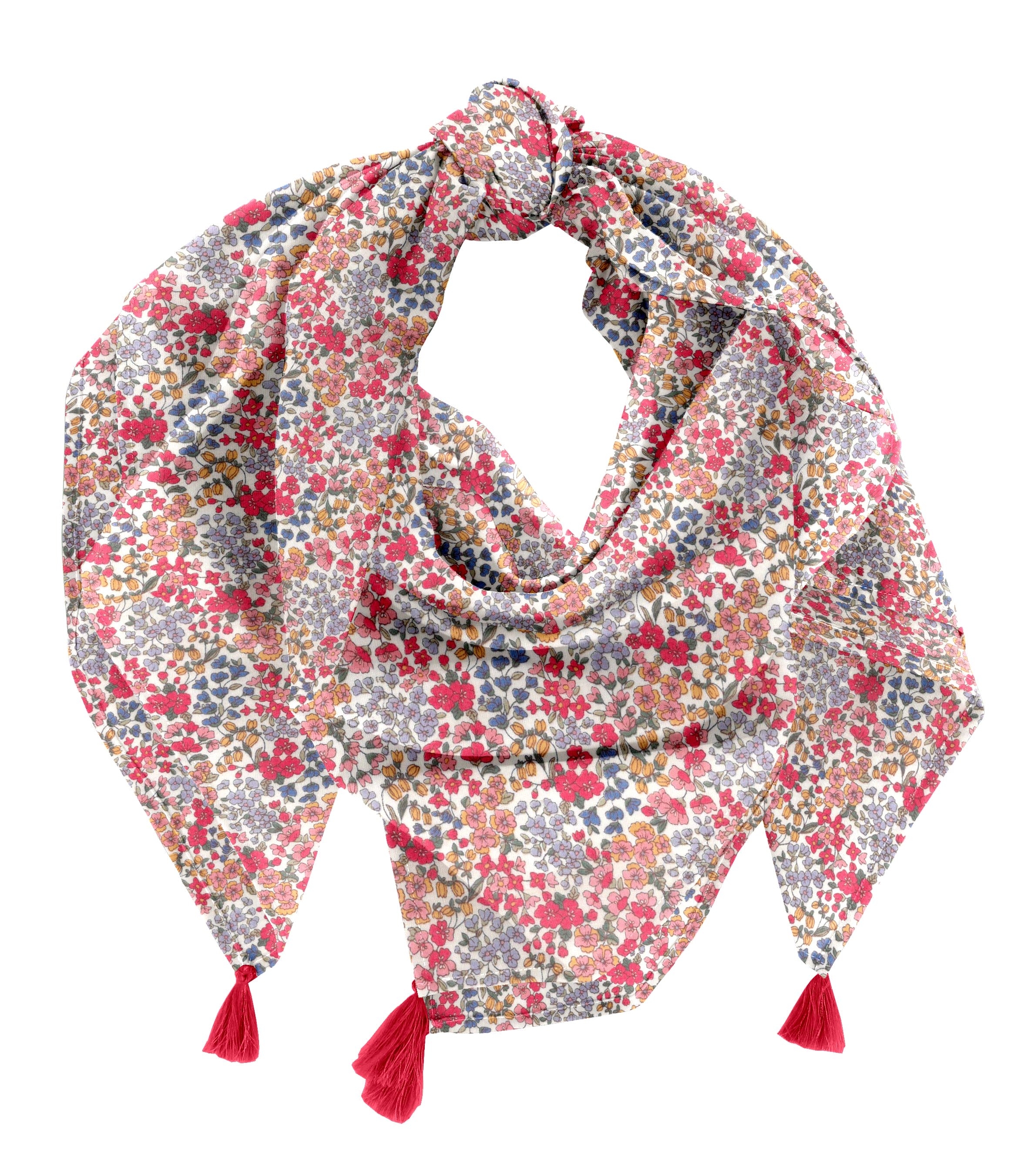 Foulard Pompon Porcelaine Rosée