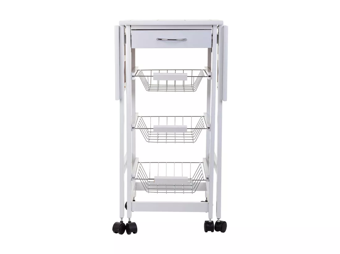 Chariot de cuisine en bois blanc 37/91x37x79h
